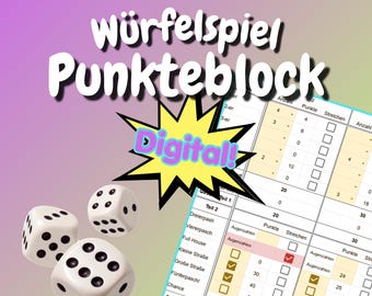 Digital Dice Game Scorepad | Google Sheets Template Scorepad | 5 Dice Game Tracker | Family Game Score Sheet Download