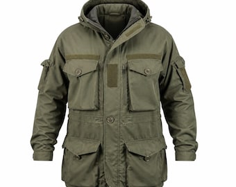 Olijfkleurige tactische jas heren | Militaire jas met capuchon | Utility-veldjack