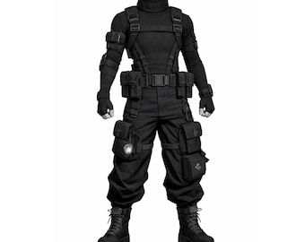 Zwarte tactische outfit heren – Combat-cosplaypak