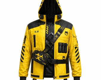 Geel cyberpunk-techwear-jack – tactische hoodie Streetwear
