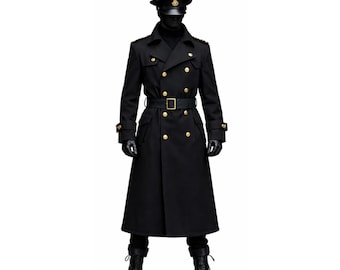 Zwarte militaire officiersjas voor heren – vintage legeruniform-cosplayjas