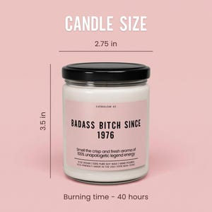 Funny 50th Birthday Candle, Badass Bitch Since 1976, Mom BFF Birthday Gift Unique Gift Mom Woman Birthday Gift 50 Years Old zdjęcie 3