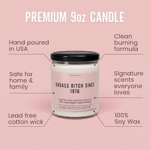 Funny 50th Birthday Candle, Badass Bitch Since 1976, Mom BFF Birthday Gift Unique Gift Mom Woman Birthday Gift 50 Years Old zdjęcie 2