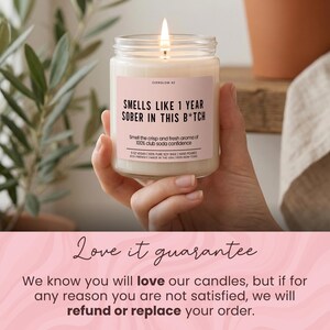 Sobriety Gift 1 Year Sober In This B*tch Candle Funny Candle Gift Novelty Candle Gift Sarcastic Gag Gift Sober Anniversary Gift For Her image 8