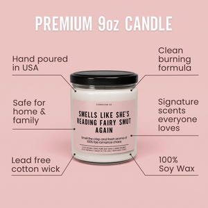 Fairy Smut Gift For Book Lover Romance Bookish Candle SJM Book Merchandise Sarah J Maas Gift Romantasy Lover Gift image 2