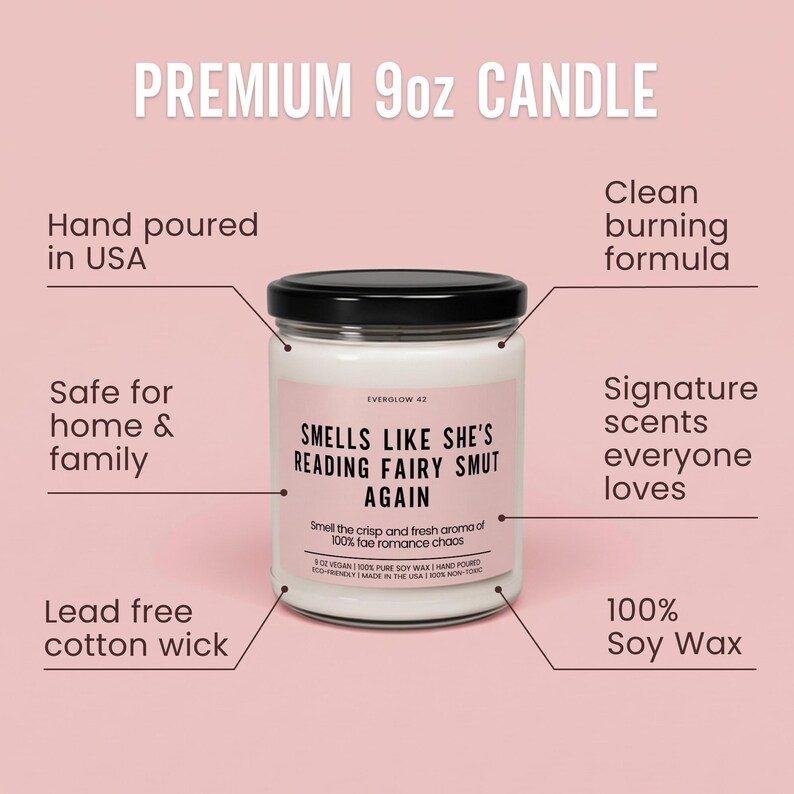 Fairy Smut Gift For Book Lover Romance Bookish Candle SJM Book Merchandise Sarah J Maas Gift Romantasy Lover Gift image 2