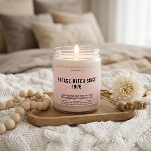 Funny 50th Birthday Candle, Badass Bitch Since 1976, Mom BFF Birthday Gift Unique Gift Mom Woman Birthday Gift 50 Years Old zdjęcie 11