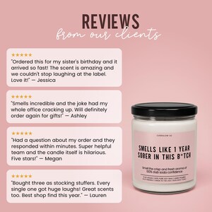 Sobriety Gift 1 Year Sober In This B*tch Candle Funny Candle Gift Novelty Candle Gift Sarcastic Gag Gift Sober Anniversary Gift For Her image 7