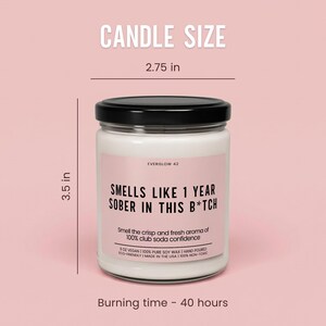 Sobriety Gift 1 Year Sober In This B*tch Candle Funny Candle Gift Novelty Candle Gift Sarcastic Gag Gift Sober Anniversary Gift For Her image 3