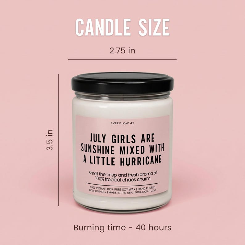 July Birthday Candle For Best Friend, Funny Gift July Birthday Girl, Summer Party, 21st Birthday Gift, Gift For Sister, Gift For Her image 3
