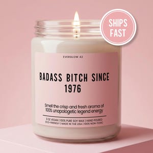 Funny 50th Birthday Candle, Badass Bitch Since 1976, Mom BFF Birthday Gift Unique Gift Mom Woman Birthday Gift 50 Years Old