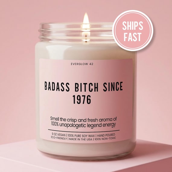 Funny 50th Birthday Candle, Badass Bitch Since 1976, Mom BFF Birthday Gift Unique Gift Mom Woman Birthday Gift 50 Years Old