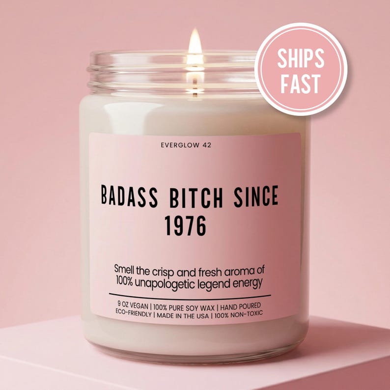 Funny 50th Birthday Candle, Badass Bitch Since 1976, Mom BFF Birthday Gift Unique Gift Mom Woman Birthday Gift 50 Years Old zdjęcie 1