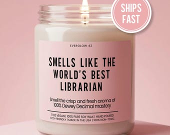Librarian Gift World's Best Librarian Candle Funny Unique Custom Candle Gift Novelty Candle Gift Librarian Humor Book Lover Gift