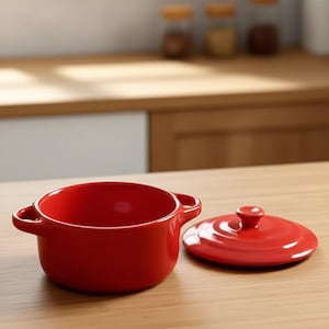 Mini Ceramic Double Handle Bowl with Lid | 4" Oven Safe Soup Custard Pot