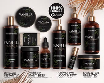 Vanilla Matcha - Editable Cosmetic Label Templates, Stylish  Skincare Product Label Template, Custom Body Product Label, Custom Jar Labels