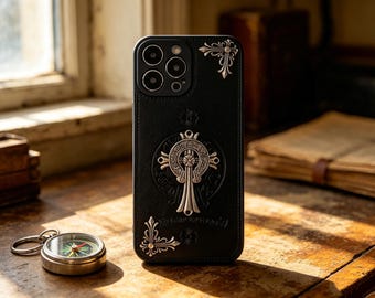 Funda para iPhone de piel de ante personalizada con iniciales grabadas / Funda protectora delgada