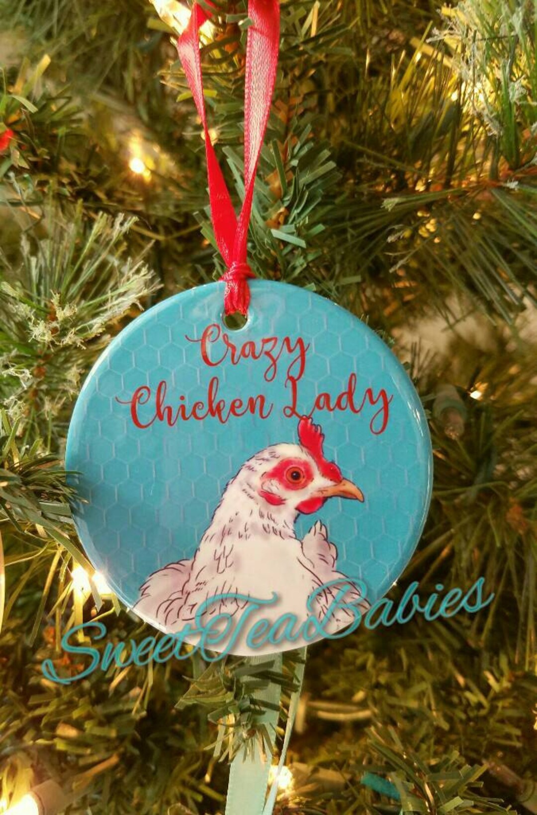 Chicken Ornament Crazy Chicken Lady Ornament Chicken Gift Etsy
