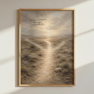 Proverbs 16:9 Wall Art, The Lord Establishes Their Steps Print, Christian Desert Wall Decor, Bible Verse Landscape Art