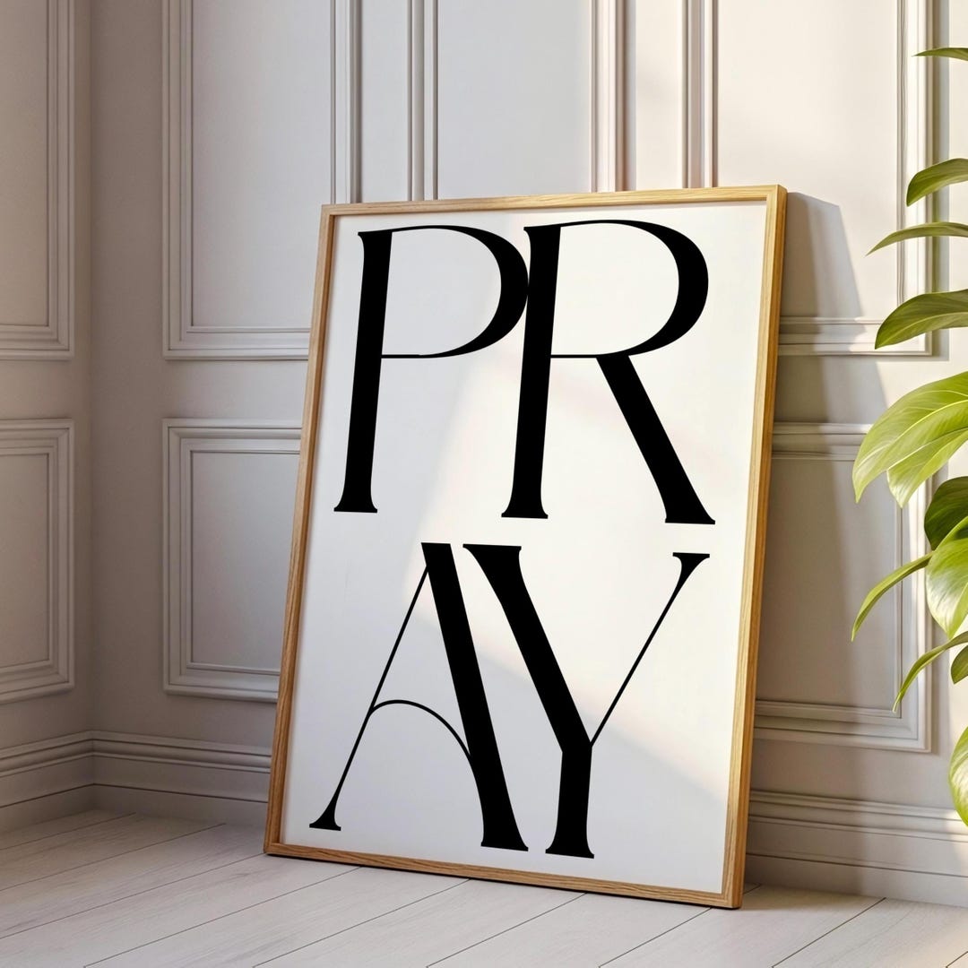 Pray Wall Art Print, Christian Typography Poster, Minimalist Christian ...