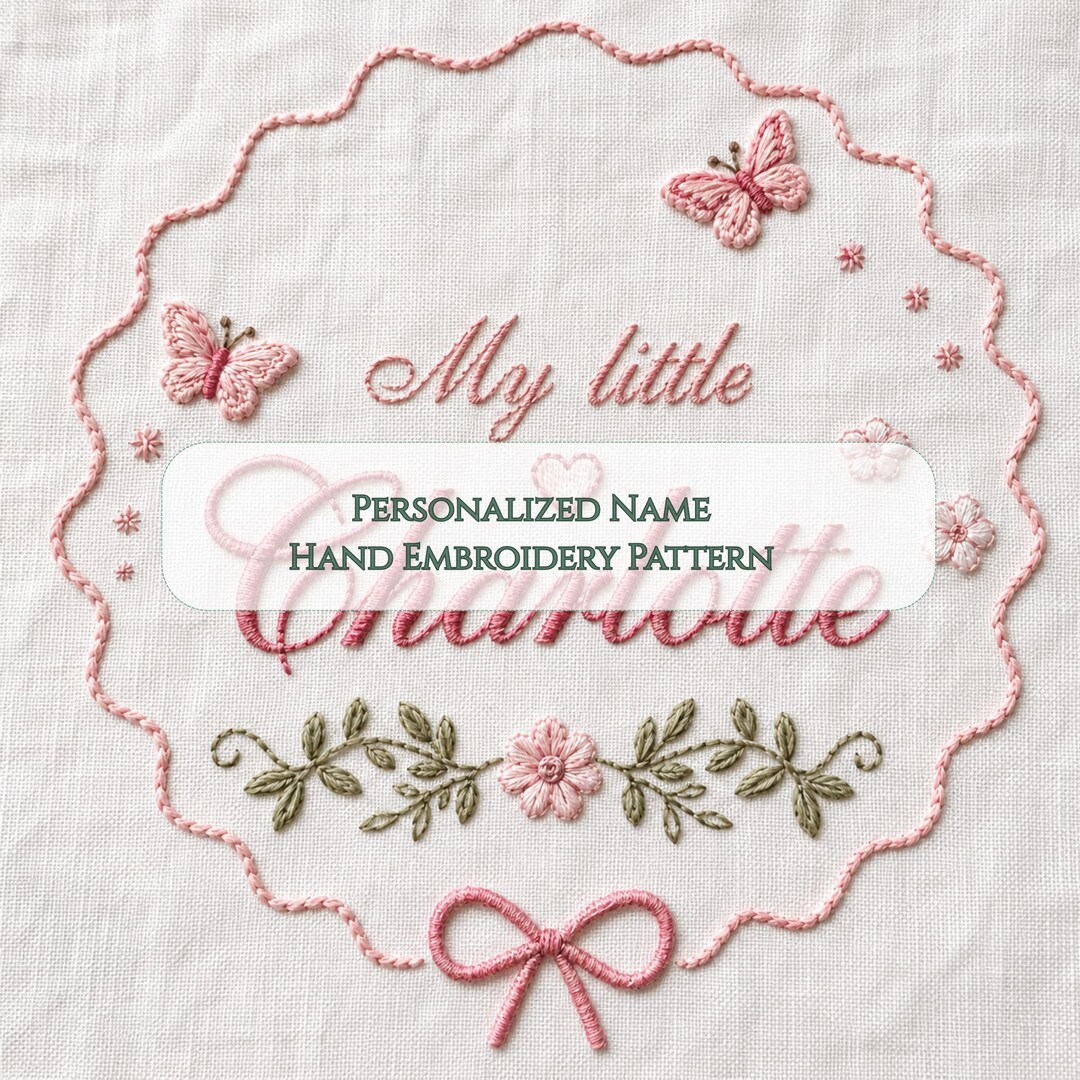 Personalized Baby Name Embroidery Pattern, Custom Floral Name PDF ...