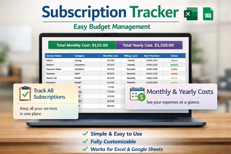 Subscriptions Tracker | Netflix and Streaming | Excel & Google Sheets ...