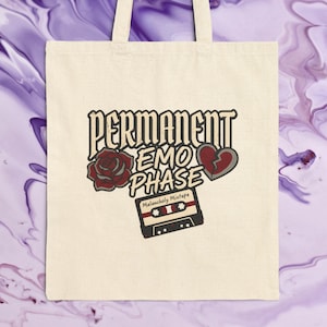 Permanent Emo Phase Canvas Tote Bag, Emo Modeaccessoarer