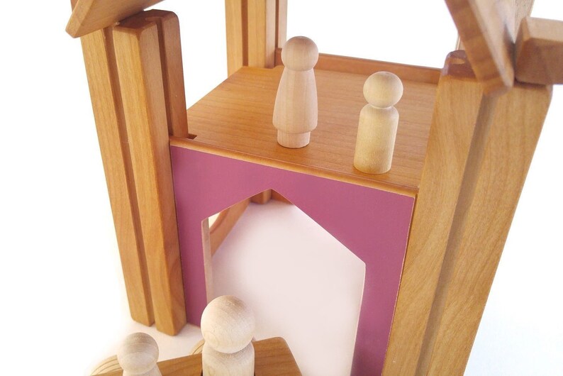 Modular Building Kit Wood Peg Dolls Wood Car