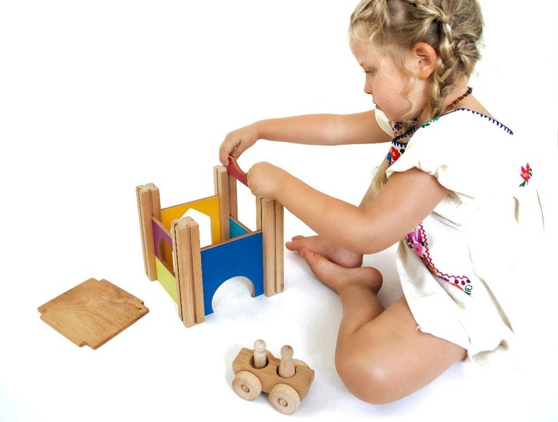 Modular Building Kit Wood Peg Dolls Wood Car