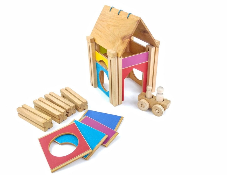 Modular Building Kit Wood Peg Dolls Wood Car