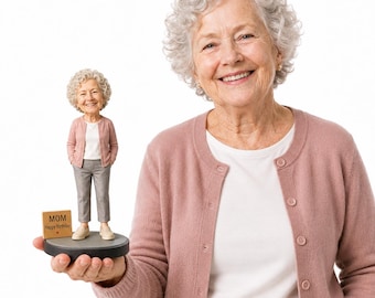 Custom Mom Bobblehead from Photo, Personalized Figurine, Birthday Gift for Mother