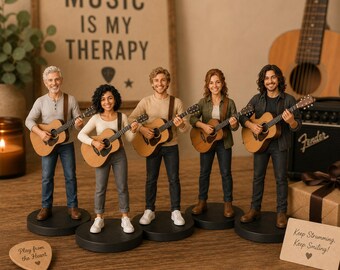 Personalized Guitarist Bobblehead, Custom Guitar Player Figurine from Photo, Musician Gift, Birthday Gift