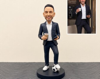 Custom Photo Bobblehead, Personalized Man Figurine, Handcrafted Gift for Men, Dad, Husband, Boss, Christmas bobblehead gift for him