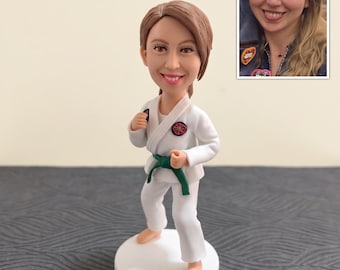 Custom Photo Bobblehead, Martial Arts Figurine, Personalized Karate Taekwondo Gift, Birthday Christmas Keepsake for Her