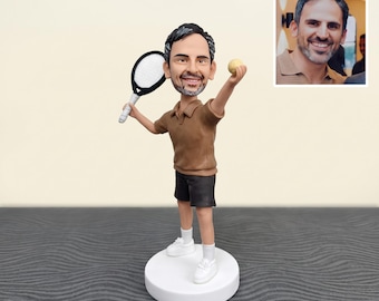 Custom Tennis Bobblehead from Photo, Personalized Tennis Player Figurine, Tennis Gift for Dad Husband Boyfriend, Christmas Keepsake