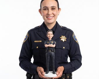 Custom Police Officer Bobblehead , Personalized Clay Figurine, Police Retirement Gift, Christmas Keepsake, Handmade Police Gift
