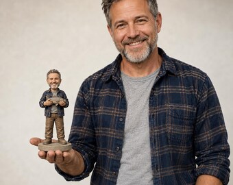 Custom Fisherman Bobblehead, Personalized Clay Sculpture, Angler Figurine Gift