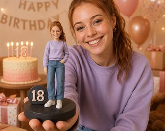 Personalized 18th Birthday Bobblehead, Custom Figurine from Photo, Unique Birthday Gift for Son, Daughter, Friend