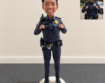 Custom Police Officer Bobblehead from Photo, Personalized Law Enforcement Gift, Officer Retirement Figurine