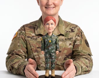 Custom Military Bobblehead from Photo, Personalized Soldier Figurine, Military Retirement Gift, Veteran Keepsake