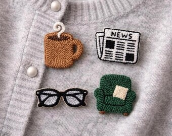 Conjunto de broches de aguja perforadora, conjunto de broches para amantes del café, accesorio de hilo hecho a mano