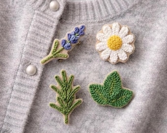 Conjunto de broches de aguja perforadora, colección de broches botánicos y herbales, juego de 4