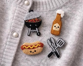 Conjunto de broches de aguja perforadora para barbacoa de fin de semana, colección de alfileres de hilo hechos a mano