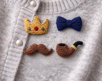 Juego de 4 broches de aguja perforadora con forma de corona, accesorio para papá rey.