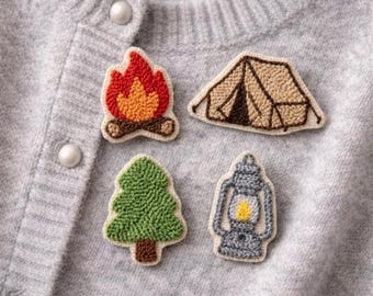 Conjunto de broches de aguja perforadora, colección de broches de fantasmas Kawaii, conjunto de 4 accesorios de arte textil hechos a mano