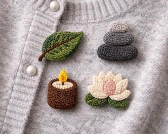 Conjunto de broches de aguja perforadora, broches artesanales con símbolo de relajación, juego de 4