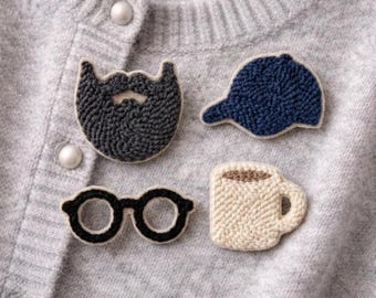 Conjunto de broches minimalistas para barba con aguja perforadora, broche abstracto para rostro, juego de 4