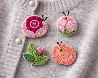 Conjunto de broches de peonía con aguja perforadora, juego de 4 accesorios florales para broches