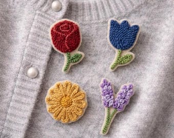 Conjunto de broches de aguja perforadora, colección de broches florales pequeños, juego de 4