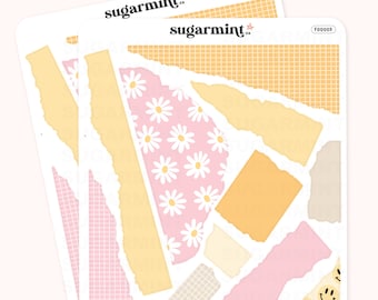 Be Kind Ripped Paper Journaling Aufkleber, ästhetisches Bullet Journaling, Hobonichi Cousin, Wochen, Planer Aufkleber